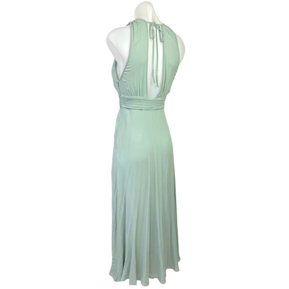 NEW Reformation Green Rosalind Halter Plunge V Cocktail A Line Maxi Dress Size 2 - Picture 6 of 11